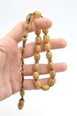 Hakkı Usta İmzalı Beyzi Kesim Bej Sıkma Kehribar Efe Maskot Tesbih 002