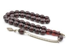 Tilki Kuyruğu Kamçılı Beyzi Kesim İmamesi Tıraşlı Kahverengi Sıkma Kehribar Tesbih 002