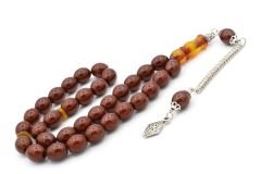 Tilki Kuyruğu Kamçılı Beyzi Kesim İmamesi Tıraşlı Kahverengi Sıkma Kehribar Tesbih