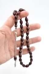 Tilki Kuyruğu Kamçılı Kapsül Kesim Koyu Kahverengi Sıkma Kehribar Tesbih