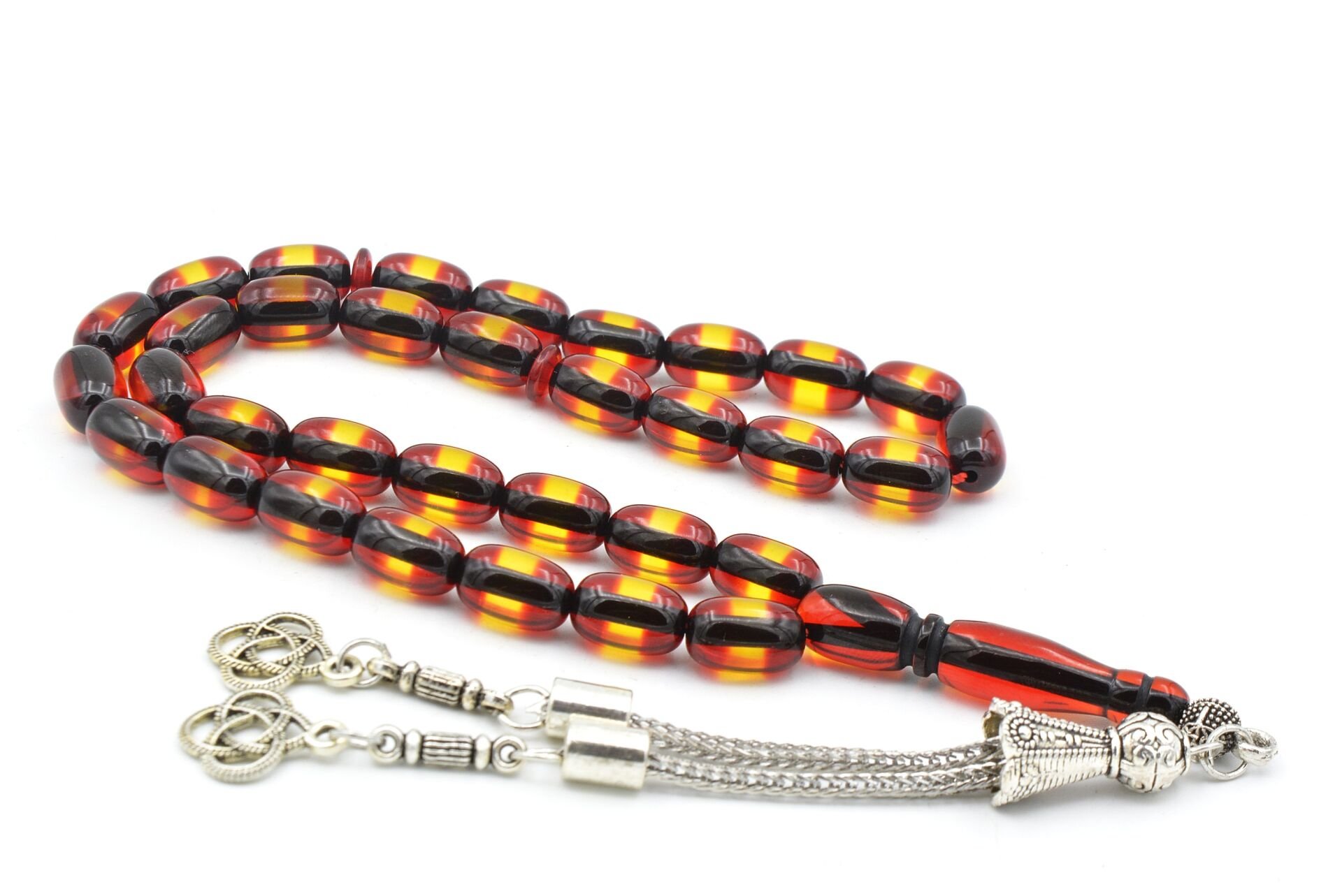 Kapsül Kesim Günlük Boy Sarı Kırmızı Sürmeli Sıkma Kehribar Tesbih