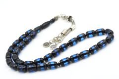 Kapsül Kesim Günlük Boy Lacivert Siyah Sürmeli Sıkma Kehribar Tesbih