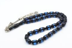 Kapsül Kesim Günlük Boy Lacivert Siyah Sürmeli Sıkma Kehribar Tesbih