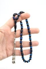 Kapsül Kesim Günlük Boy Lacivert Siyah Sürmeli Sıkma Kehribar Tesbih