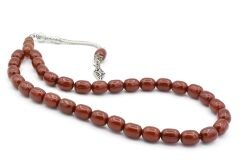 Tilki Kuyruğu Kamçılı Kapsül Kesim İmamesi Tıraşlı Koyu Turuncu Sıkma Kehribar Tesbih