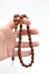 Tilki Kuyruğu Kamçılı Kapsül Kesim İmamesi Tıraşlı Koyu Turuncu Sıkma Kehribar Tesbih