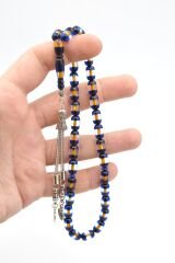 Kapsül Kesim Günlük Boy Sarı Lacivert Sürmeli Sıkma Kehribar Tesbih