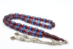 Kapsül Kesim Günlük Boy Bordo Mavi Sürmeli Sıkma Kehribar Tesbih