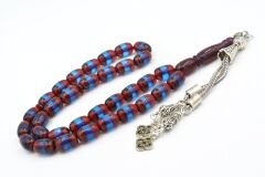 Kapsül Kesim Günlük Boy Bordo Mavi Sürmeli Sıkma Kehribar Tesbih