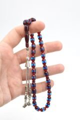 Kapsül Kesim Günlük Boy Bordo Mavi Sürmeli Sıkma Kehribar Tesbih