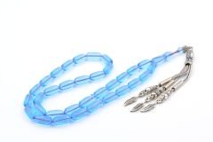 Usta Işçilikli A Kalite Kapsül Kesim Mavi Uçak Camı Tesbih 007