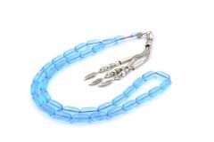 Usta Işçilikli A Kalite Kapsül Kesim Mavi Uçak Camı Tesbih 007