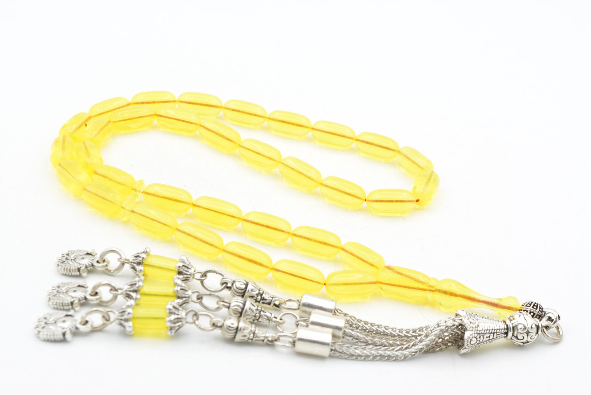 Usta Işçilikli A Kalite Kapsül Kesim Sarı Uçak Camı Tesbih 008