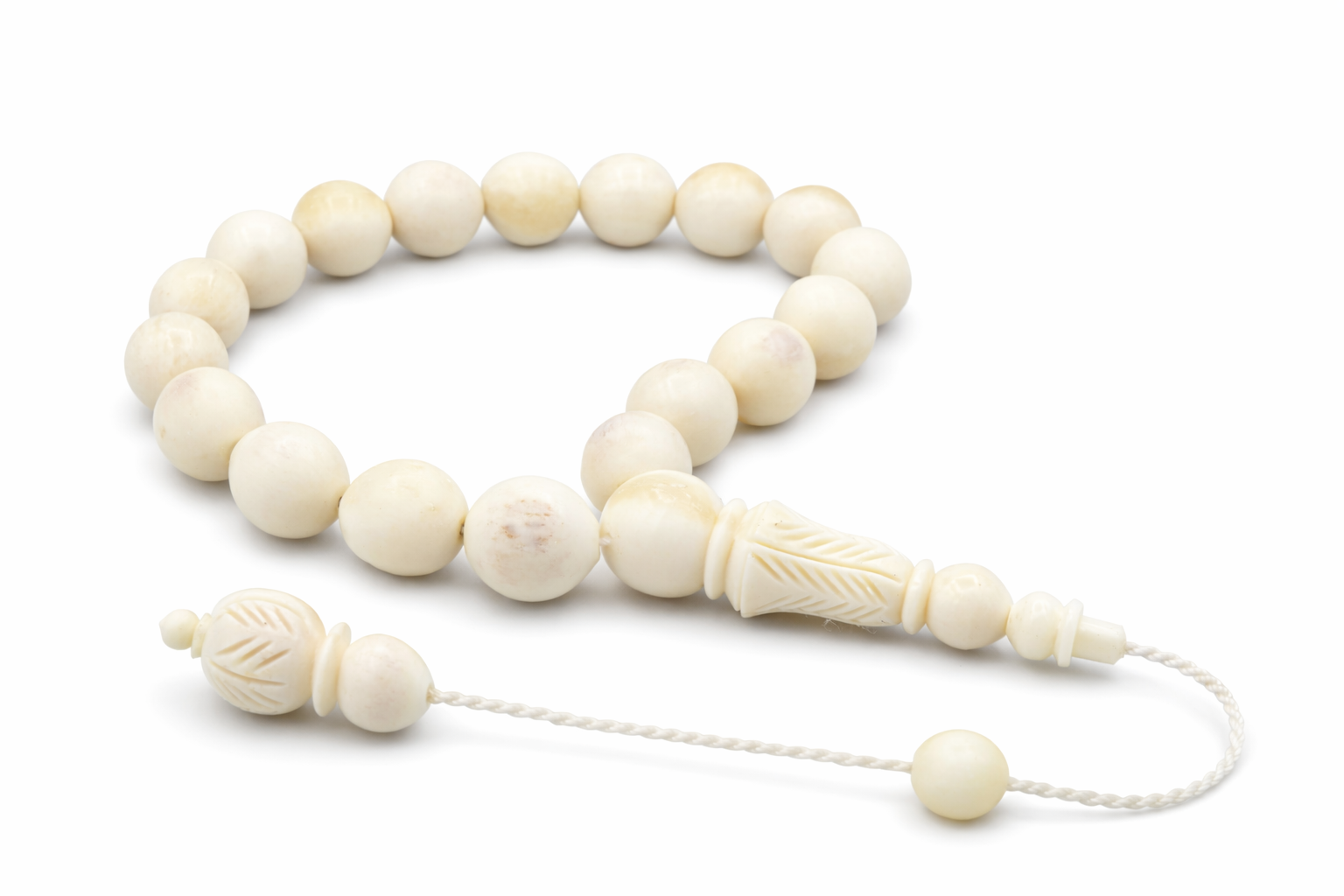 Usta İşi Sistemli Küre Kesim İri Boy Balina Kemiği Efe Maskot Tesbih