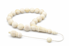 Usta İşi Sistemli Küre Kesim İri Boy Balina Kemiği Efe Maskot Tesbih