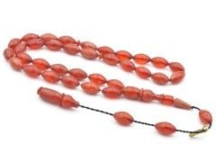 Hakkı Usta İmzalı Beyzi Kesim Turuncu Sıkma Kehribar Tesbih