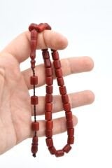 Sistemli Günlük Boy Fıçı Kesim Kırmızı Fiber Tesbih