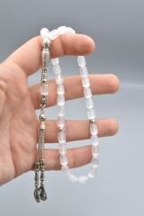 Gümüş Kaplama Püsküllü Kapsül Kesim Günlük Boy Selenit Taşı Tesbih