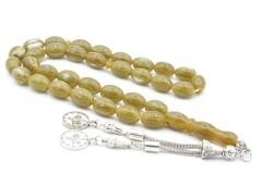 Beyzi Kesim İri Boy Hareli Yeşil Beyrut Kehribar Tesbih