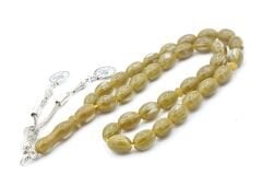 Beyzi Kesim İri Boy Hareli Yeşil Beyrut Kehribar Tesbih