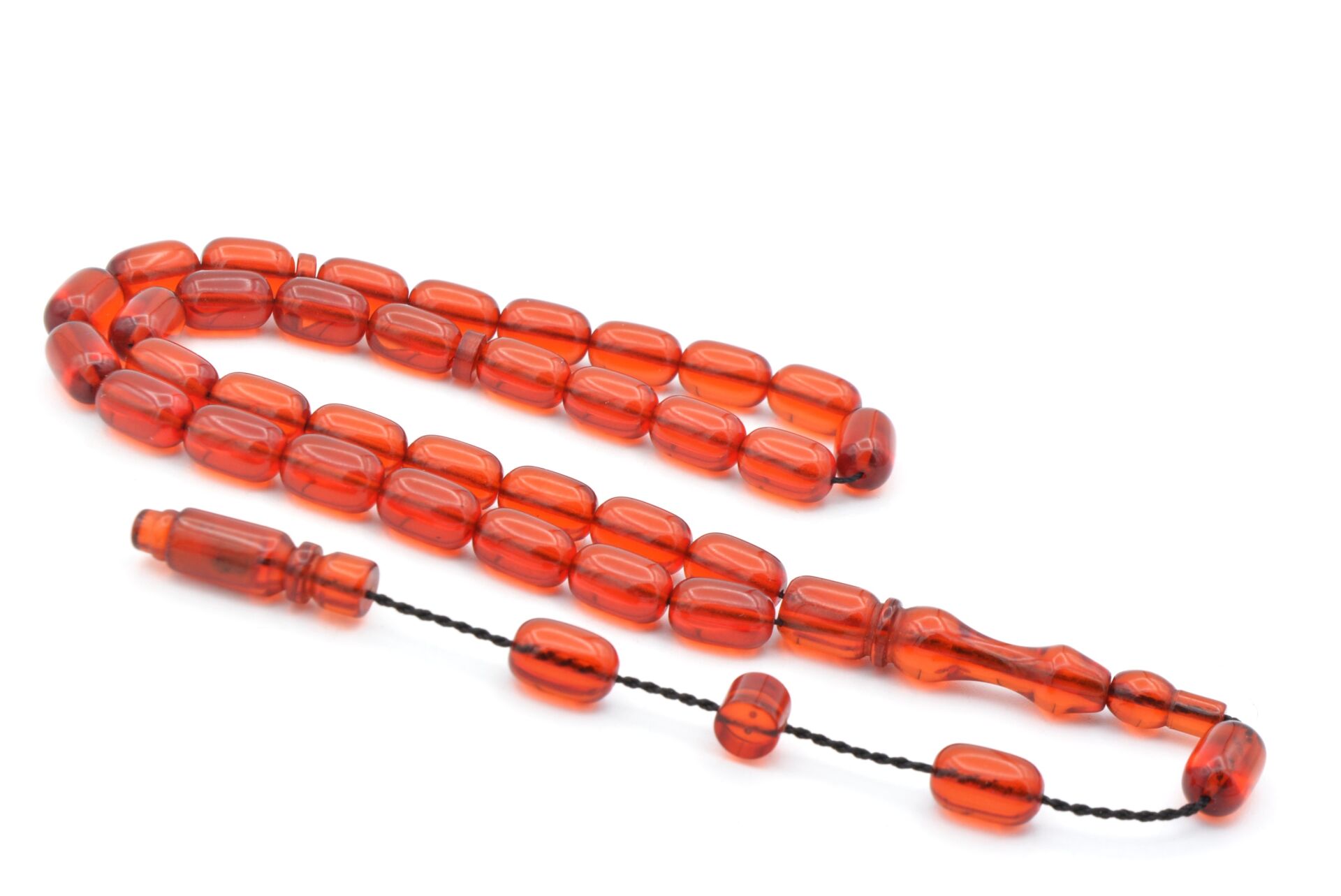 Usta İşi Sistemli Kapsül Kesim Bilek Boy Turuncu Ateş Kehribar Tesbih