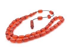 Usta İşi Sistemli Kapsül Kesim Bilek Boy Turuncu Ateş Kehribar Tesbih