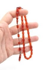 Usta İşi Sistemli Kapsül Kesim Bilek Boy Turuncu Ateş Kehribar Tesbih