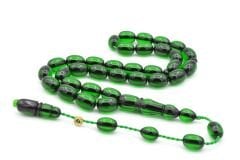 Enes Abdo İmzalı Kapsül Kesim Yeşil Sıkma Kehribar Tesbih