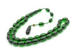 Enes Abdo İmzalı Kapsül Kesim Yeşil Sıkma Kehribar Tesbih