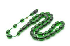 Enes Abdo İmzalı Kapsül Kesim Yeşil Sıkma Kehribar Tesbih