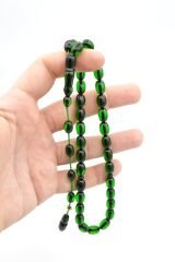 Enes Abdo İmzalı Kapsül Kesim Yeşil Sıkma Kehribar Tesbih