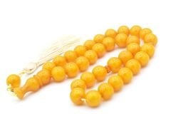 Hakkı Usta İmzalı Küre Kesim Dev Boy Hareli Sarı Sıkma Kehribar Tesbih