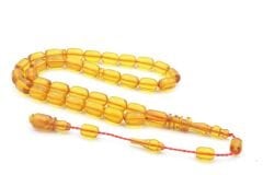 Serkan Başkan Yapımı Bilek Boy Halkalı İmameli Sarı Sıkma Kehribar Tesbih