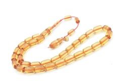 Serkan Başkan İmzalı Bilek Boy Sarı Sıkma Kehribar Tesbih