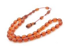 Sistemli Beyzi Kesim Bilek Boy Turuncu Kehribar Sıkma Tesbih