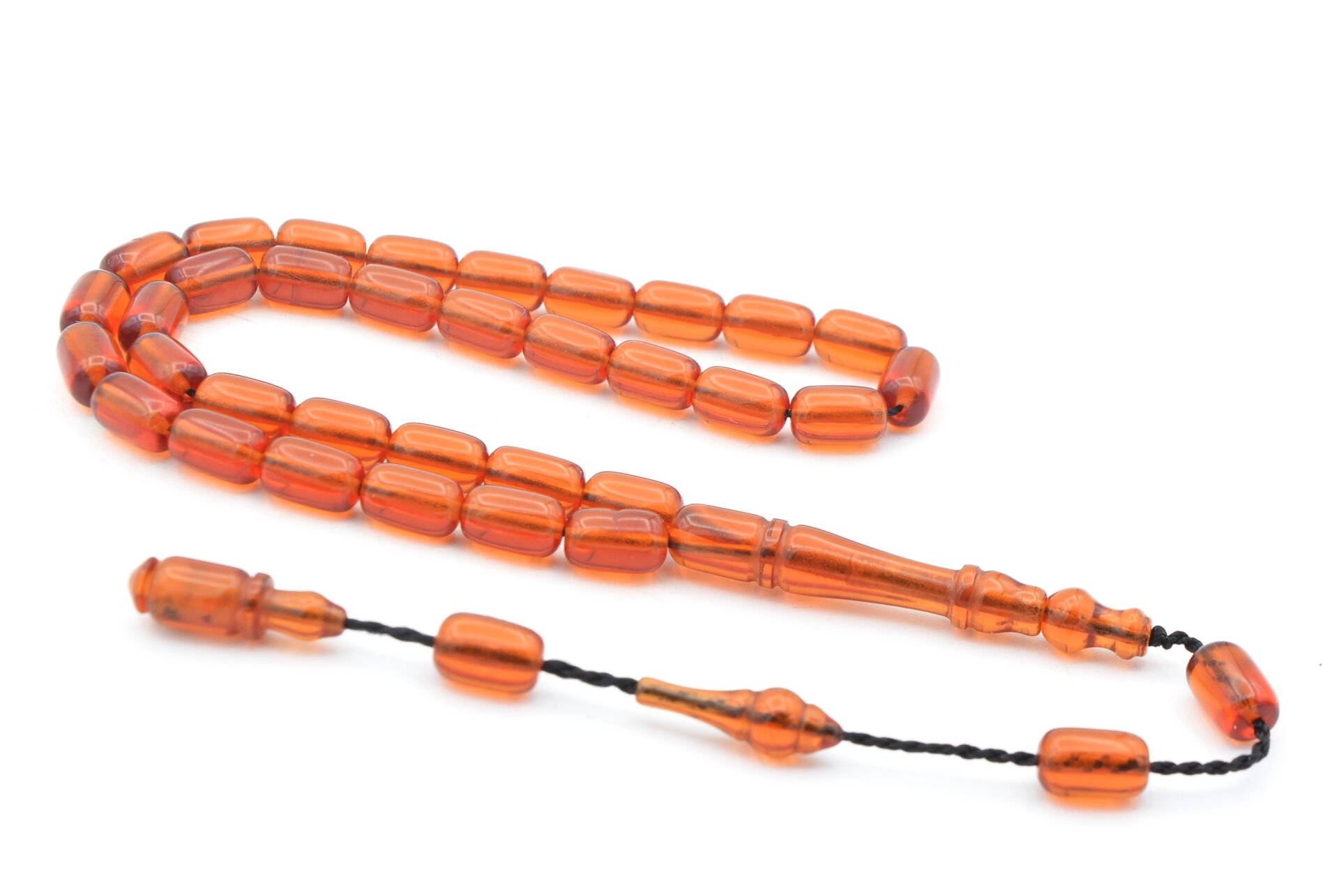 Sistemli Kapsül Kesim Bilek Boy Turuncu Sıkma Kehribar Tesbih