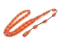 Sistemli Kapsül Kesim Bilek Boy Turuncu Sıkma Kehribar Tesbih