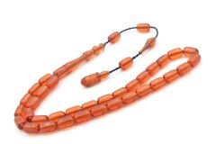 Sistemli Kapsül Kesim Bilek Boy Turuncu Sıkma Kehribar Tesbih