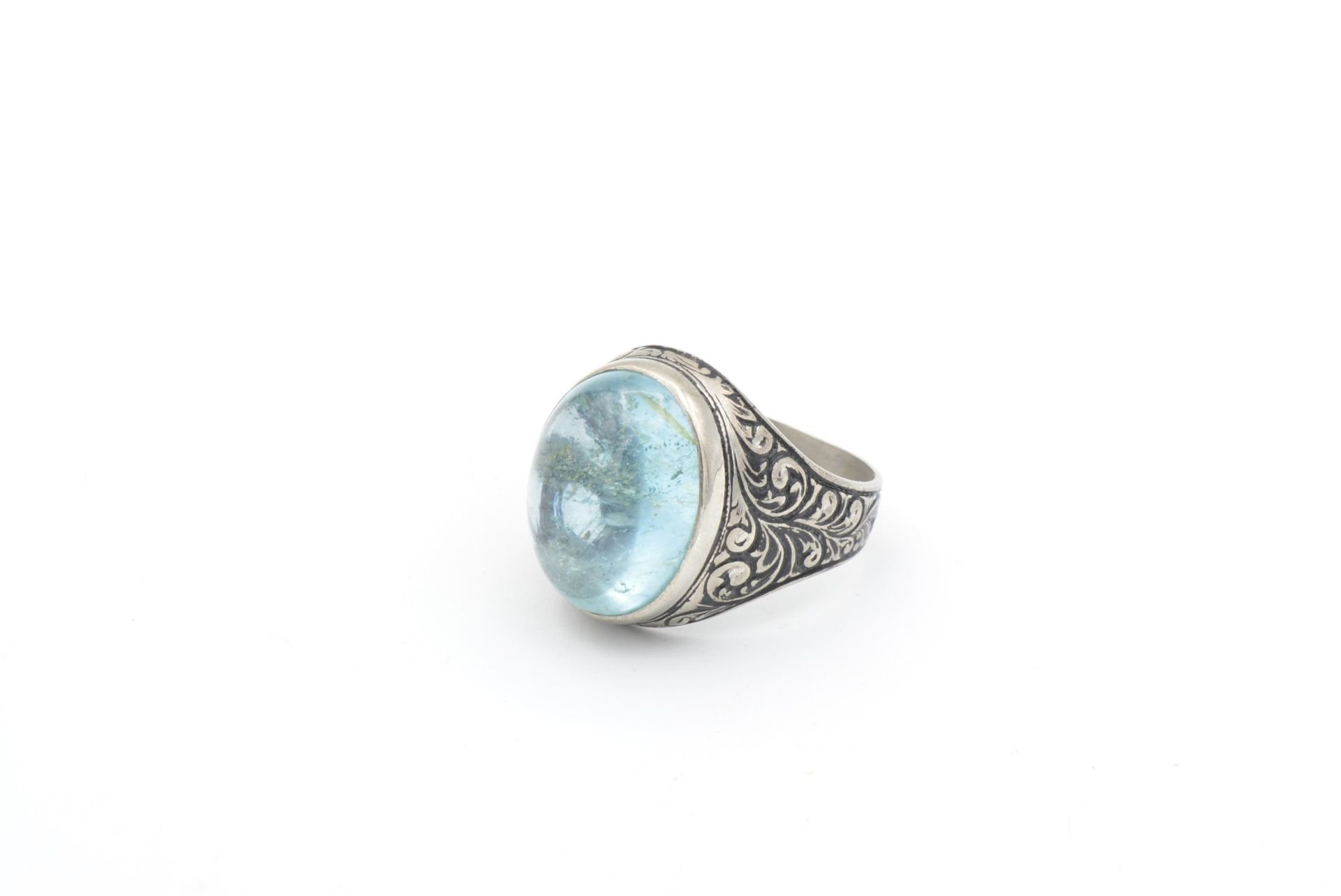 Hakiki Doğal Mavi Topaz Taşlı Gümüş Erkek Yüzük 27