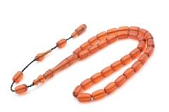 Sistemli Kapsül Kesim Bilek Boy Turuncu Sıkma Kehribar Tesbih