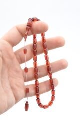 Serkan Başkan Yapımı Günlük Boy Turuncu Sıkma Kehribar Tesbih