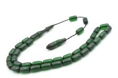 Erkan Çubukcu İmzalı Kapsül Kesim Zümrüt Yeşili Ateş Kehribar Tesbih