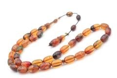 Serkan Başkan İmzalı Badem Kesim Renkli Sıkma Kehribar Tesbih