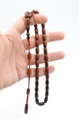 Nael Kaplan İmzalı Kahverengi Renk Süzmesi Sıkma Kehribar Tesbih