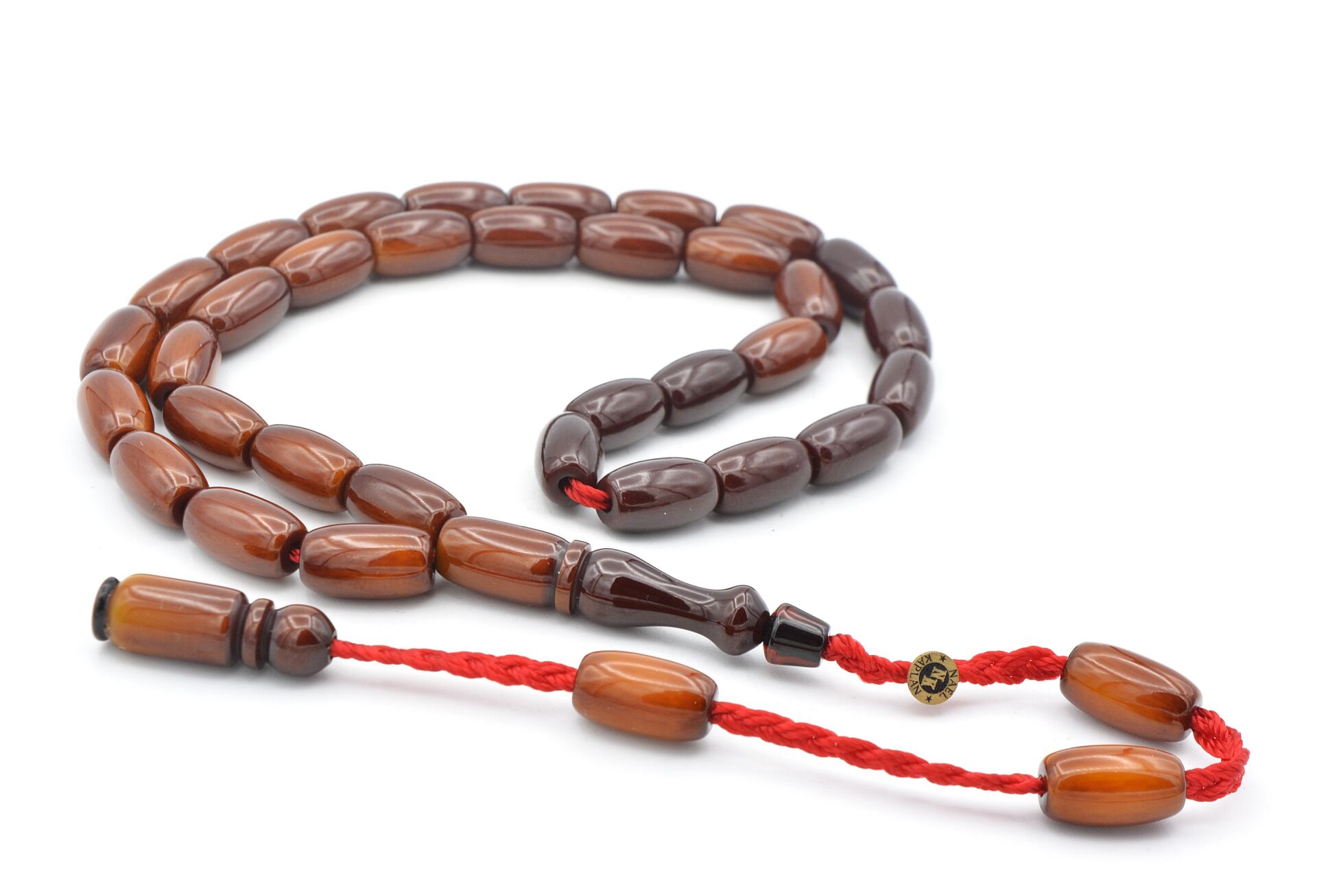 Nael Kaplan İmzalı Kahverengi Renk Süzmesi Sıkma Kehribar Tesbih