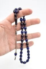 Enes Abdo Yapımı Beyzi Kesim Lacivert Sıkma Kehribar Tesbih