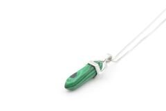 Hakiki Pandül Model Doğal Malahit Taşı Kolye Ucu