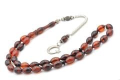 Kaplama Kamçılı Beyzi Kesim Sarı Siyah Sıkma Kehribar Tesbih