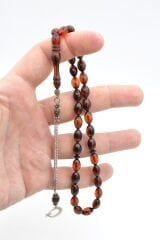 Kaplama Kamçılı Beyzi Kesim Sarı Siyah Sıkma Kehribar Tesbih