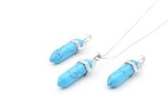 Hakiki Pandül Model Doğal Turkuaz Taşı Kolye Ucu